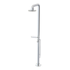 Rubinet Pressure Balance Outdoor Shower with Foot Rinse & 10" Shower Head (with shelf) - 304 Stainless Steel Chrome