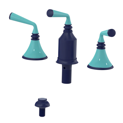 Rubinet Bidet Fitting with Spray, Diverter, and Vacum Breaker (Less Drain) Midnight Blue