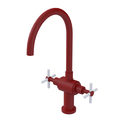 Rubinet Two Handle Single Hole Kitchen Set with LaSalle Spout Maroon