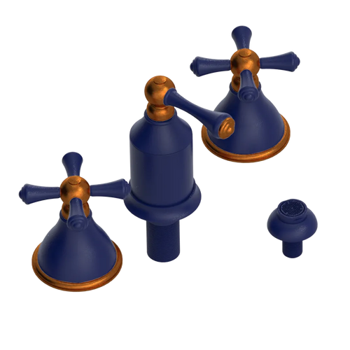 Rubinet Bidet Fitting with Spray, Diverter, and Vacum Breaker (Less Drain) Midnight Blue