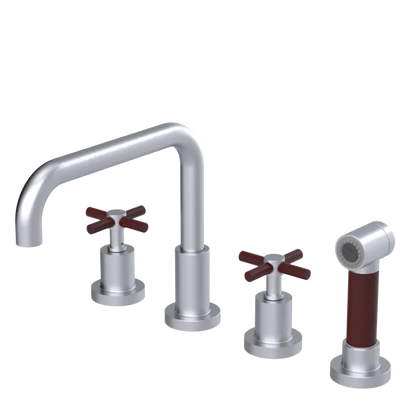 Rubinet Widespread Kitchen Set with Hand Spray Satin Chrome