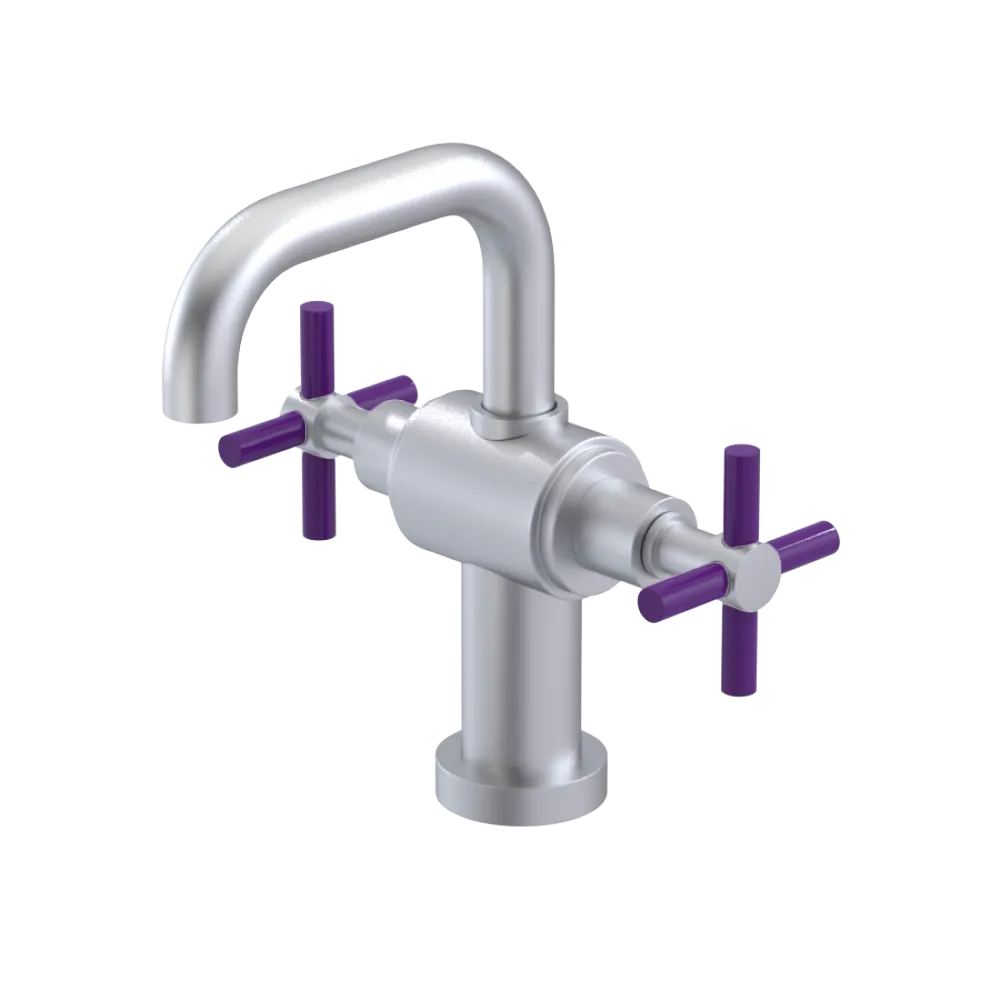 Rubinet Single Hole Dual Handle Lav. Set. (less drain) Satin Chrome