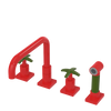 Rubinet Widespread Kitchen Set with Genesis Spout with Hand Spray Red