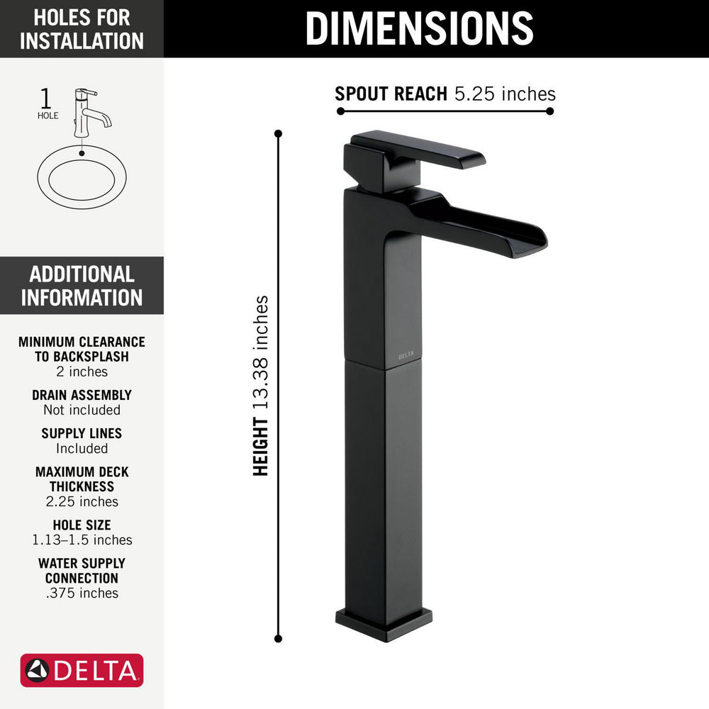 Delta Single Handle Vessel Channel Bathroom Faucet