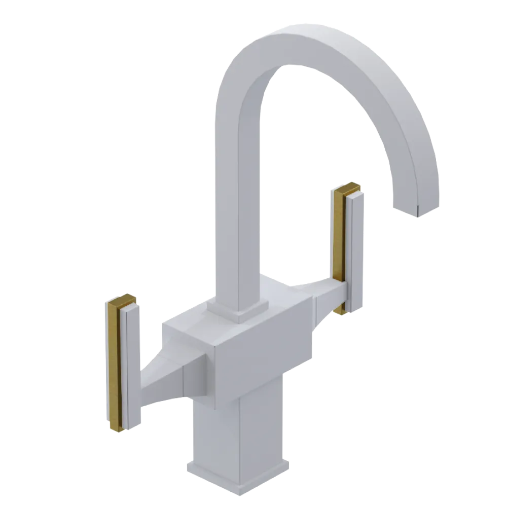 Rubinet Single Hole Dual Handle Lav. Set. (less drain) Matt White