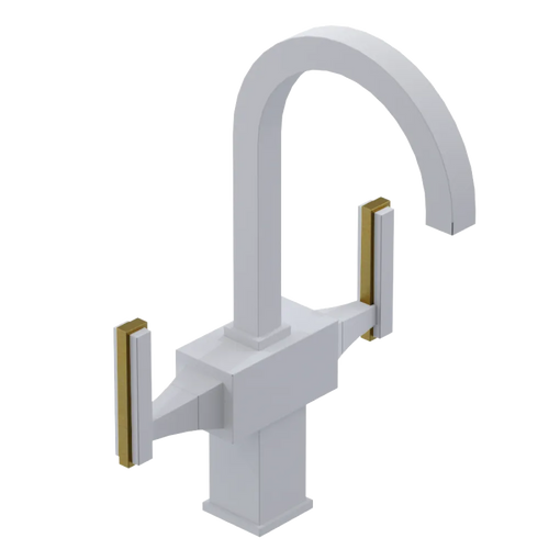Rubinet Single Hole Dual Handle Lav. Set. (less drain) Matt White