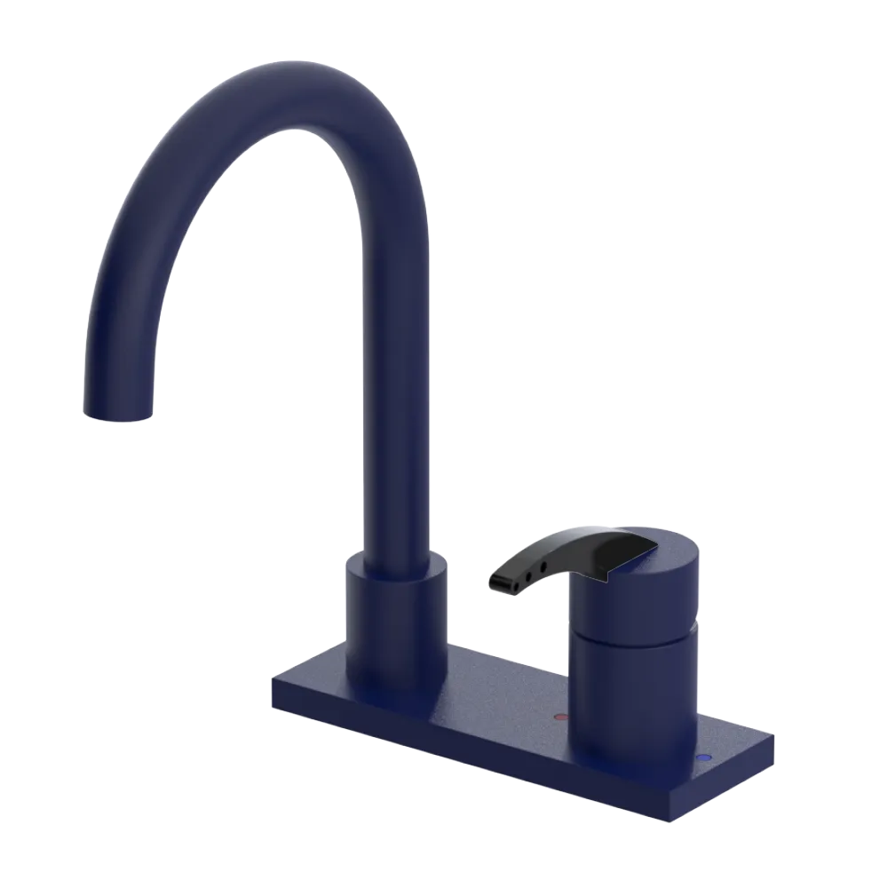 Rubinet 4" Centre Single Control Lav. Set. (less drain) Midnight Blue