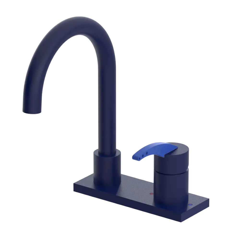 Rubinet 4" Centre Single Control Lav. Set. (less drain) Midnight Blue