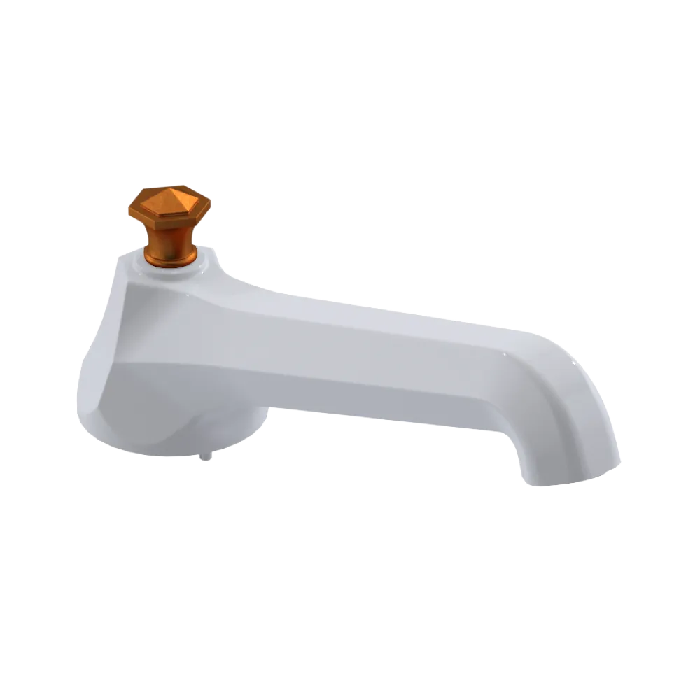 Rubinet Tub Filler Spout Deck Mount White