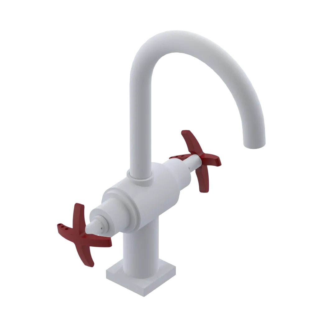 Rubinet Single Hole Dual Handle Lav. Set. (less drain) Matt White