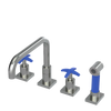 Rubinet Widespread Kitchen Set with Genesis Spout with Hand Spray Satin Nickel