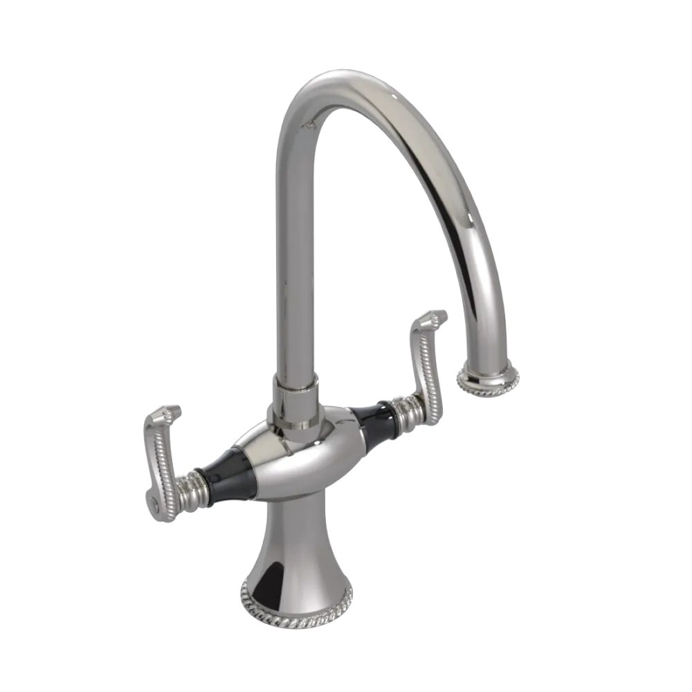 Rubinet Two Handle Single Hole Kitchen Set Polished Nickel