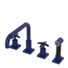 Rubinet Widespread Kitchen Set with Genesis Spout with Hand Spray Midnight Blue
