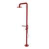 Rubinet Pressure Balance Outdoor Shower with Hand Held Shower & 10" Shower Head (with shelf) - 304 Stainless Steel Maroon