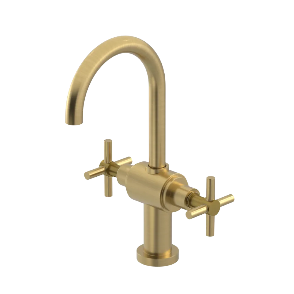 Rubinet Single Hole Dual Handle Lav. Set with LaSalle Spout (less drain) Satin Brass