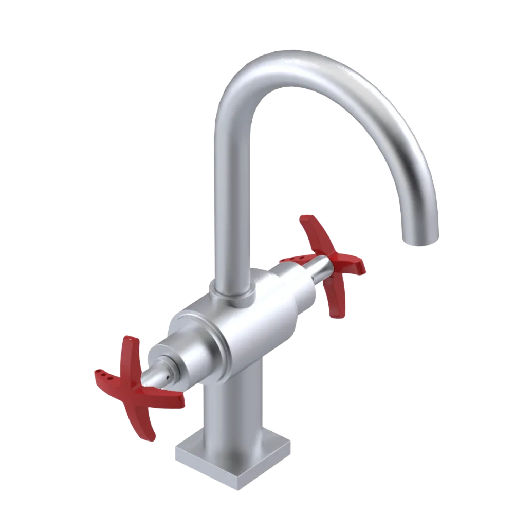 Rubinet Single Hole Dual Handle Lav. Set. (less drain) Satin Chrome