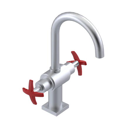 Rubinet Single Hole Dual Handle Lav. Set. (less drain) Satin Chrome