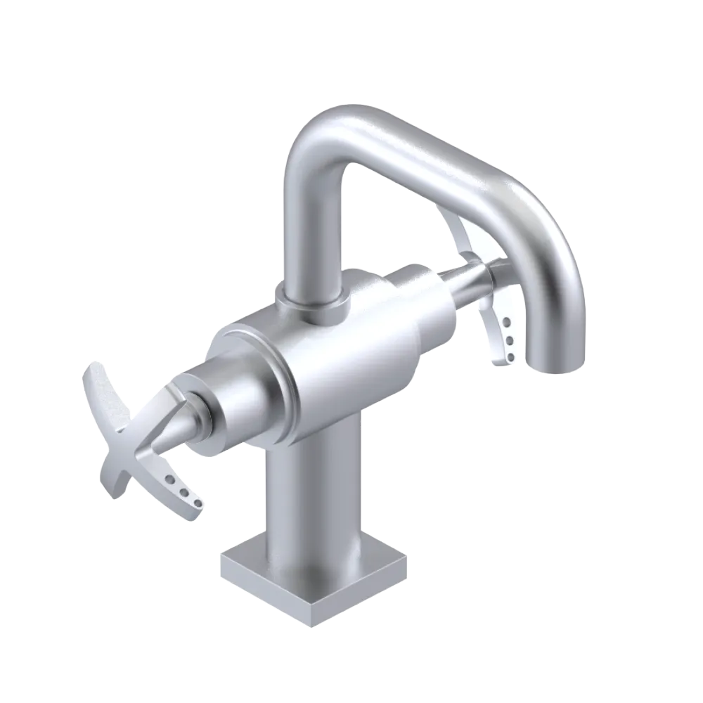 Rubinet Single Hole Dual Handle Lav. Set. with Genesis spout (less drain) Satin Chrome