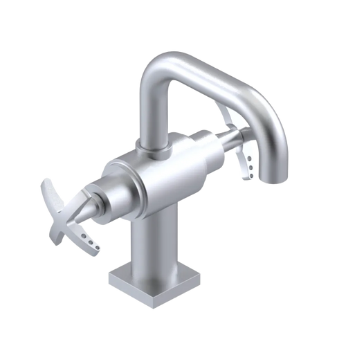Rubinet Single Hole Dual Handle Lav. Set. with Genesis spout (less drain) Satin Chrome