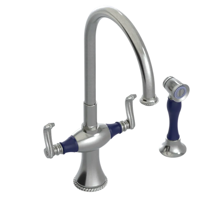 Rubinet Two Handle Single Hole Kitchen Set with Hand Spray Satin Nickel