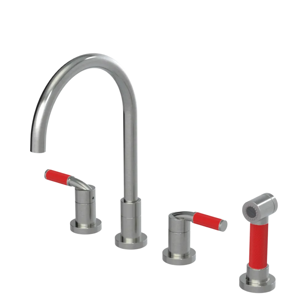 Rubinet Widespread Kitchen Set with Hand Spray Satin Nickel
