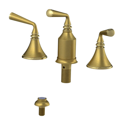 Rubinet Bidet Fitting with Spray, Diverter, and Vacum Breaker (Less Drain) Antique Brass Matt