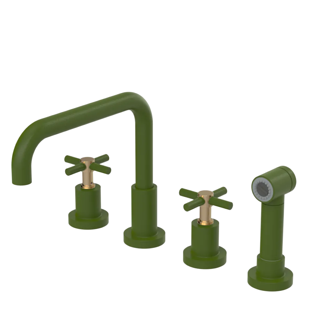 Rubinet Widespread Kitchen Set with Hand Spray Green Envy