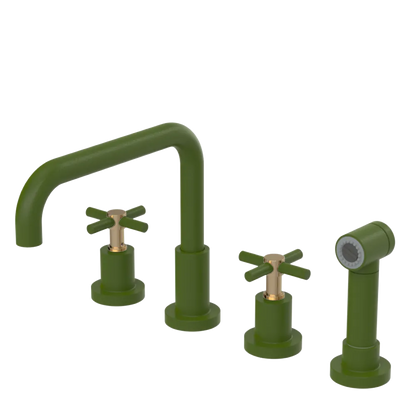 Rubinet Widespread Kitchen Set with Hand Spray Green Envy