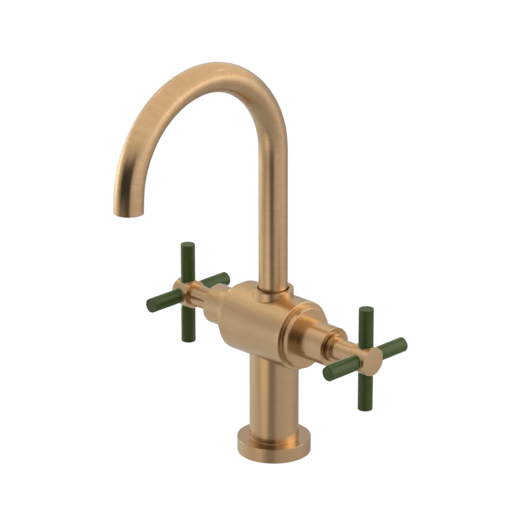 Rubinet Single Hole Dual Handle Lav. Set with LaSalle Spout (less drain) Satin Gold