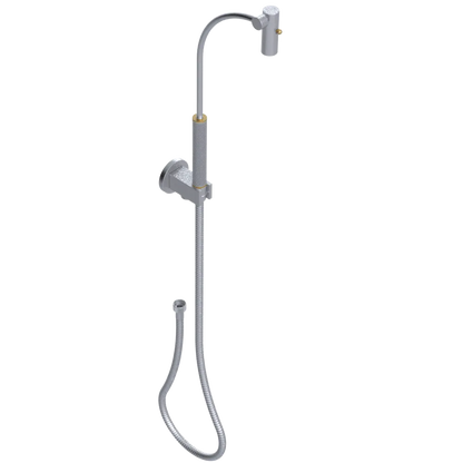 Rubinet Hand Held Shower Bidet with Extended Reach & Dual Function Spray Including Wall Bracket with Supply & Hose (Round) Satin Chrome