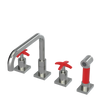 Rubinet Widespread Kitchen Set with Genesis Spout with Hand Spray Satin Nickel