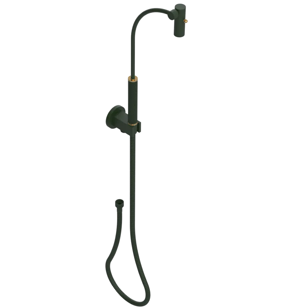Rubinet Hand Held Shower Bidet with Extended Reach & Dual Function Spray Including Wall Bracket with Supply & Hose (Round) Green Envy