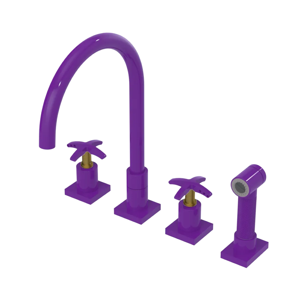 Rubinet Widespread Kitchen Set with Hand Spray Purple Haze