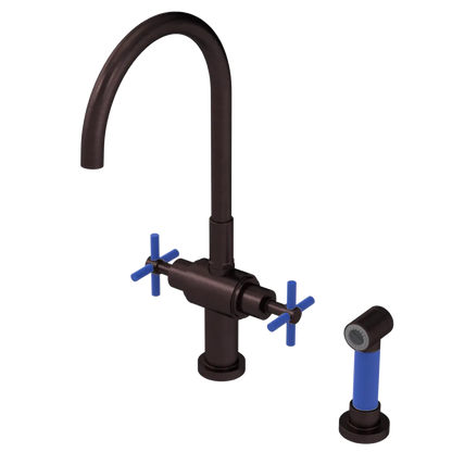 Rubinet Two Handle Single Hole Kitchen Set with LaSalle Spout with Hand Spray Oil Rubbed Bronze