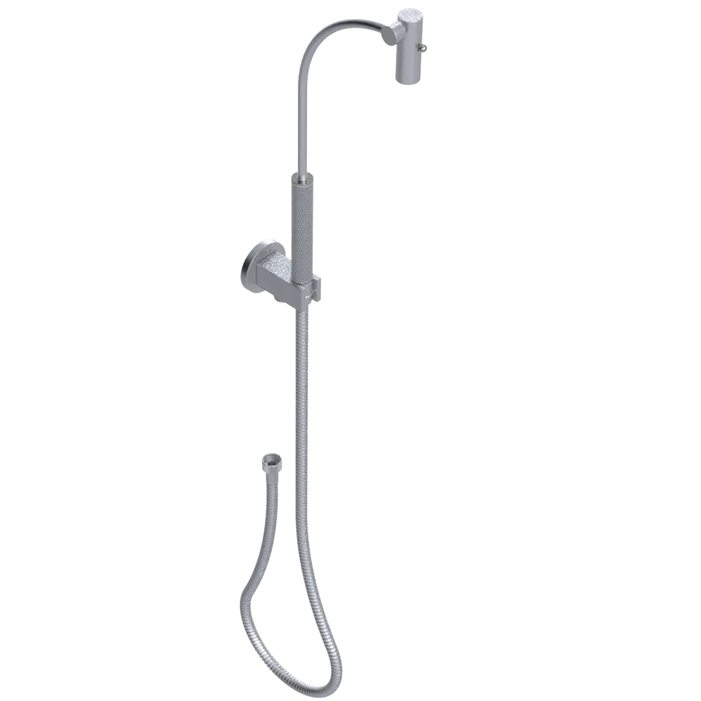 Rubinet Hand Held Shower Bidet with Extended Reach & Dual Function Spray Including Wall Bracket with Supply & Hose (Round) Satin Chrome