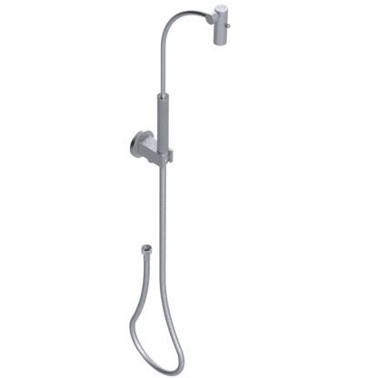 Rubinet Hand Held Shower Bidet with Extended Reach & Dual Function Spray Including Wall Bracket with Supply & Hose (Round) Satin Chrome