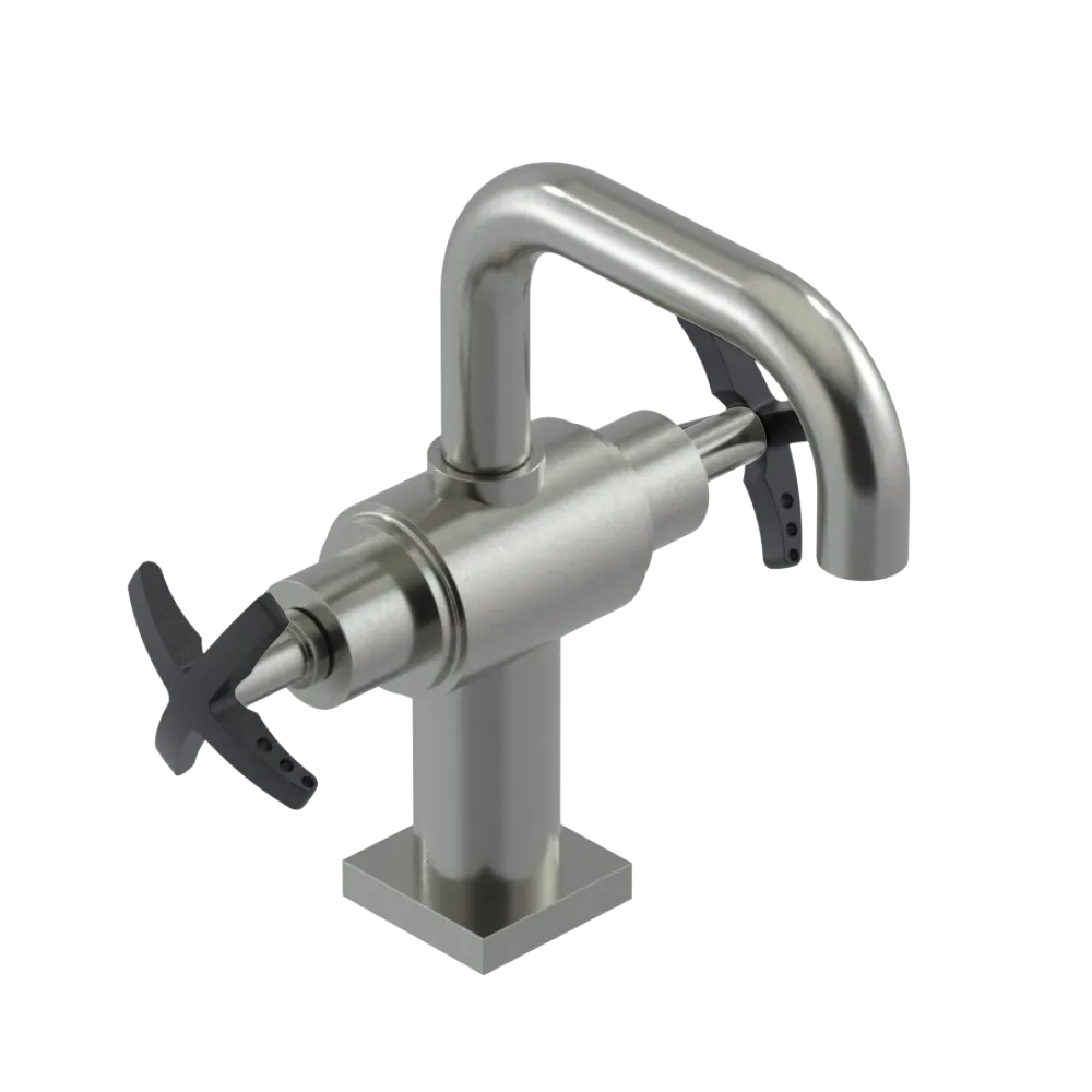 Rubinet Single Hole Dual Handle Lav. Set. with Genesis spout (less drain) Satin Nickel
