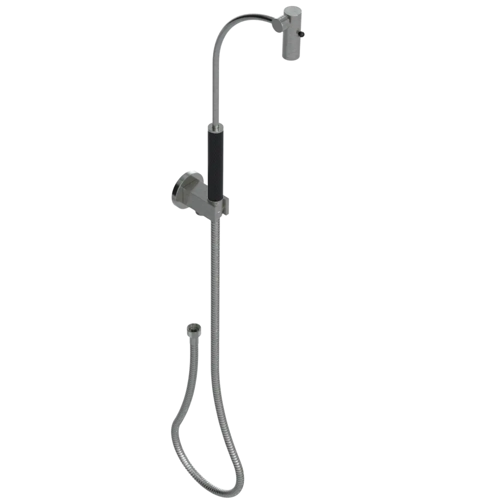 Rubinet Hand Held Shower Bidet with Extended Reach & Dual Function Spray Including Wall Bracket with Supply & Hose (Round) Satin Nickel