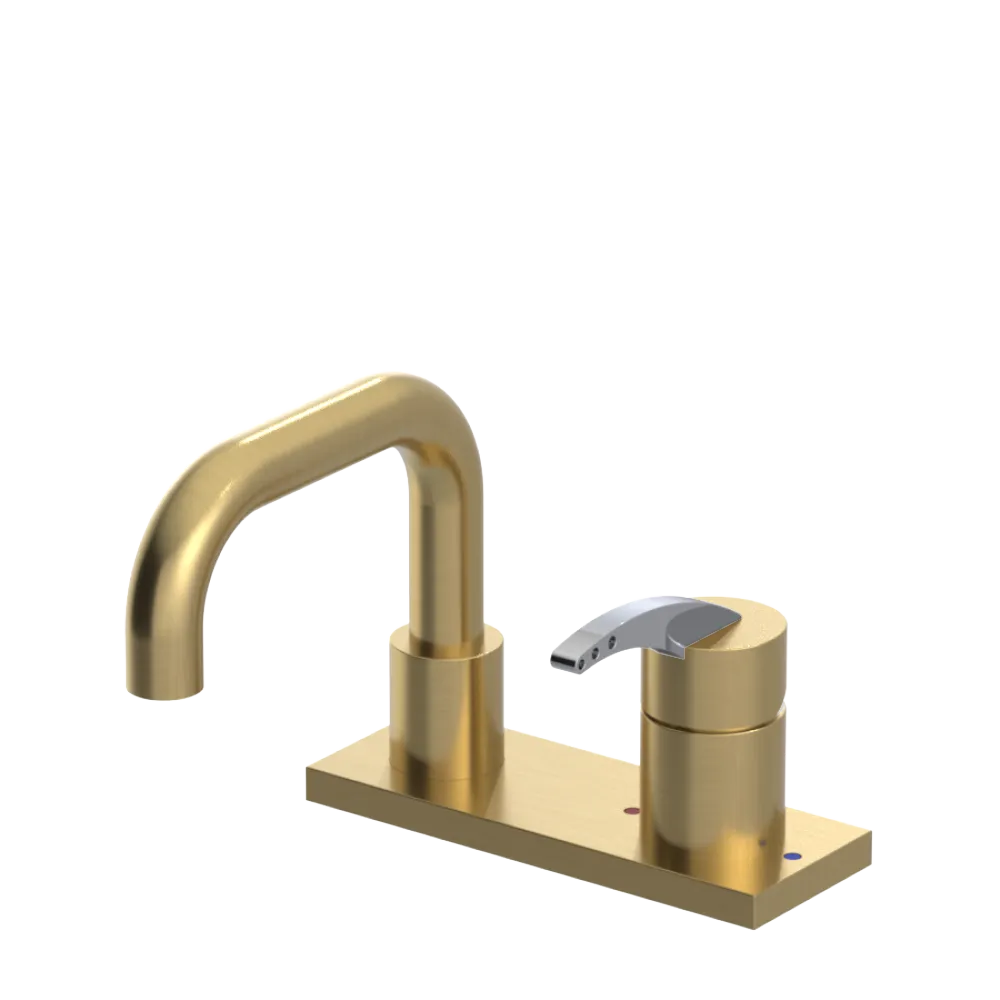 Rubinet 4" Centre Single Control Lav. Set. with Genesis spout (less drain) Satin Brass