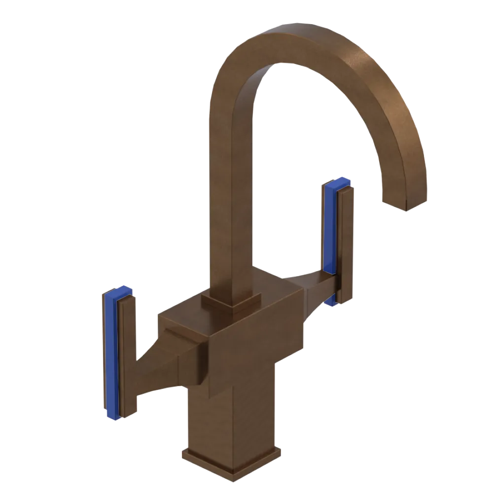 Rubinet Single Hole Dual Handle Lav. Set. (less drain) Tuscan Brass