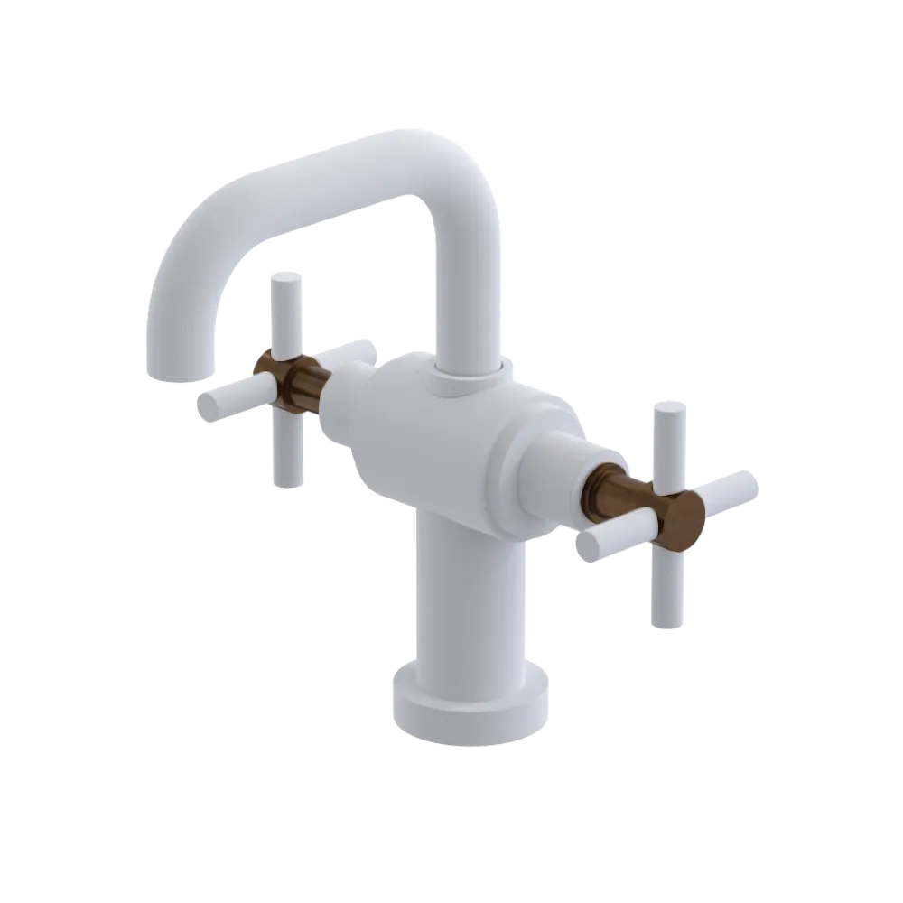 Rubinet Single Hole Dual Handle Lav. Set. (less drain) Matt White