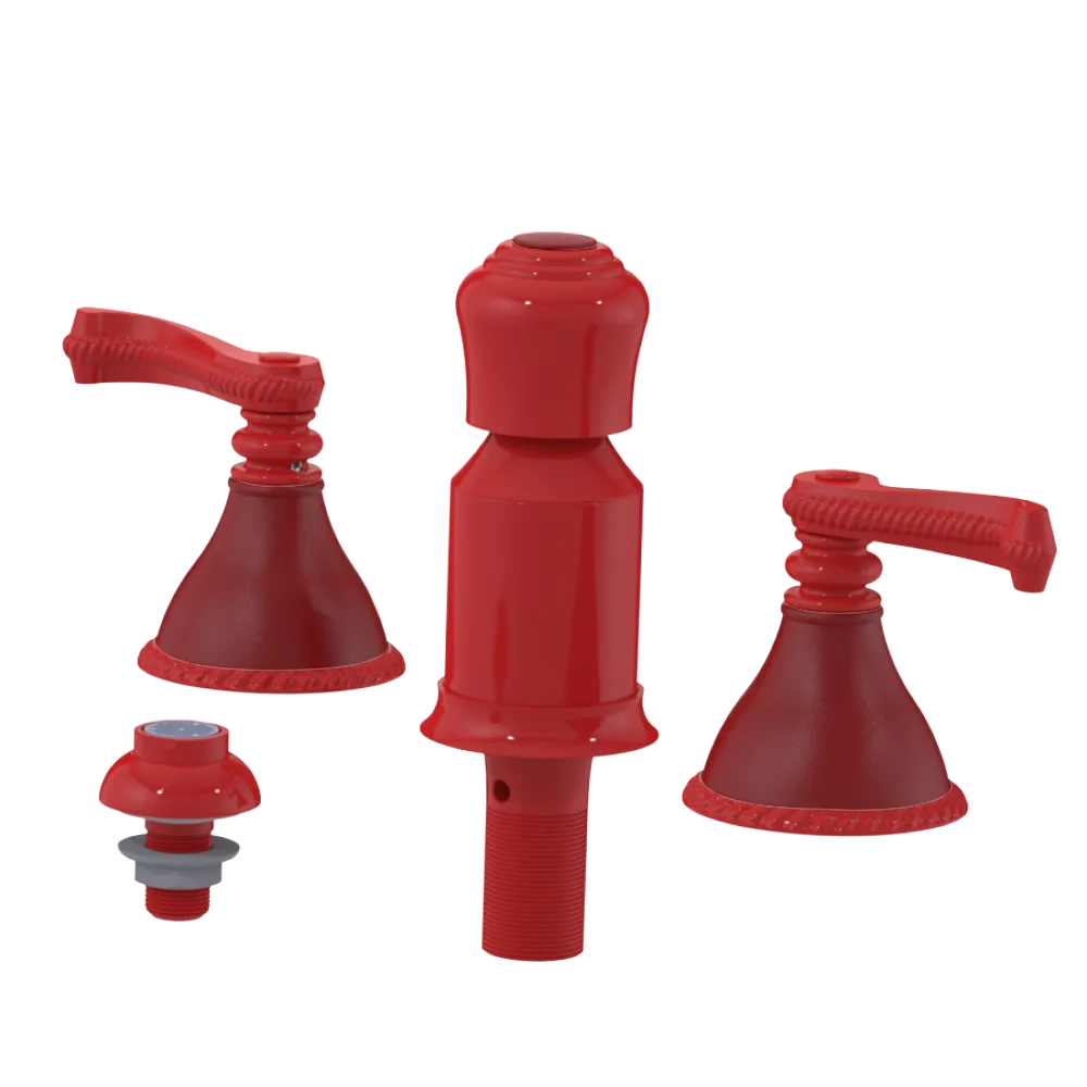 Rubinet Bidet Fitting with Spray, Diverter, and Vacum Breaker (Less Drain) Red