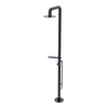 Rubinet Pressure Balance Outdoor Shower with Foot Rinse & 10" Shower Head (with shelf) - 304 Stainless Steel Black