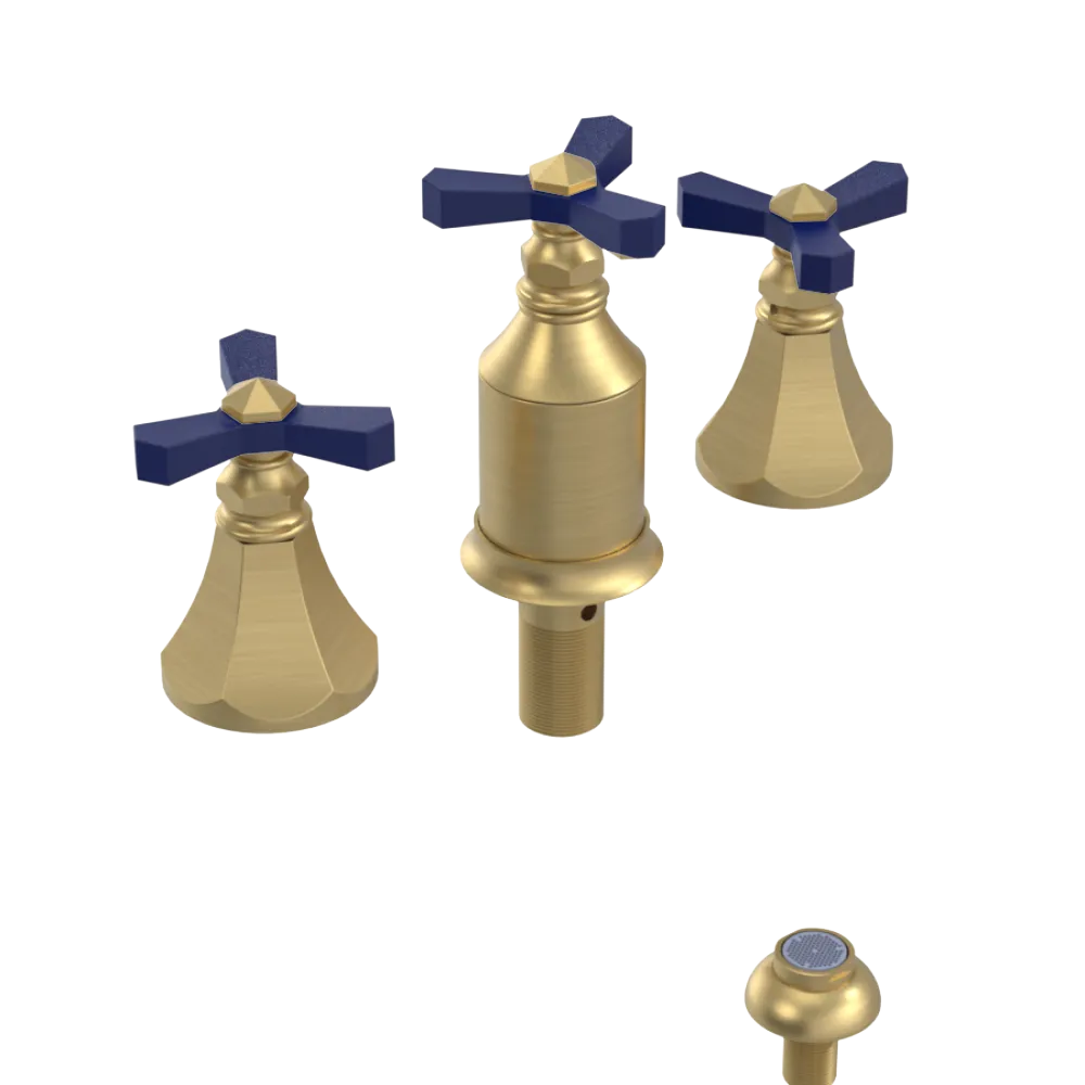 Rubinet Bidet Fitting with Spray, Diverter, and Vacum Breaker (Less Drain) Satin Gold