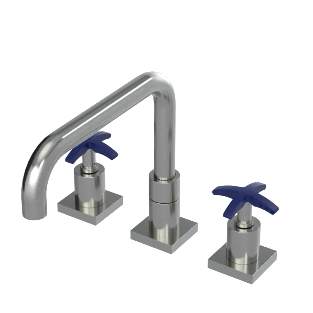 Rubinet Widespread Kitchen Set with Genesis Spout Satin Nickel