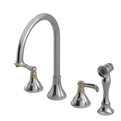 Rubinet Widespread Kitchen Set with Hand Spray Satin Nickel