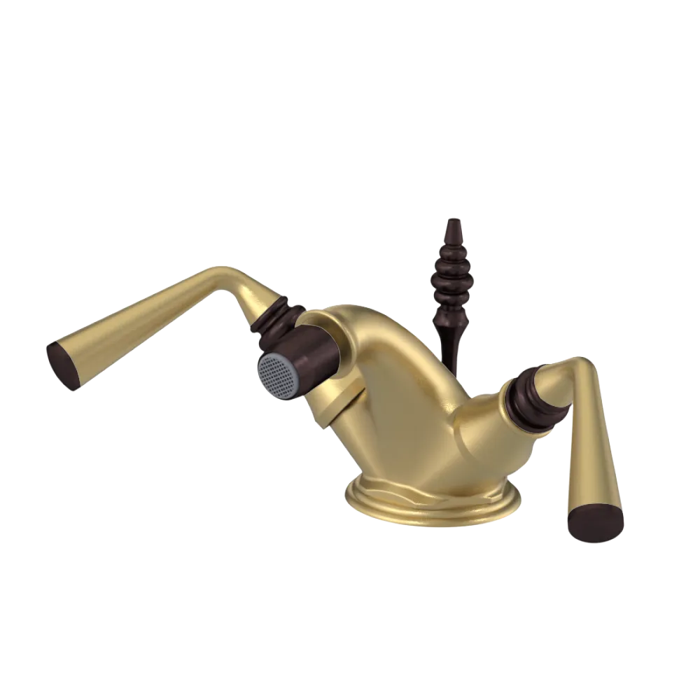 Rubinet Single Hole Dual Handle Bidet Fitting (Less Drain) Satin Gold