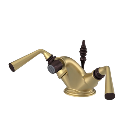 Rubinet Single Hole Dual Handle Bidet Fitting (Less Drain) Satin Gold