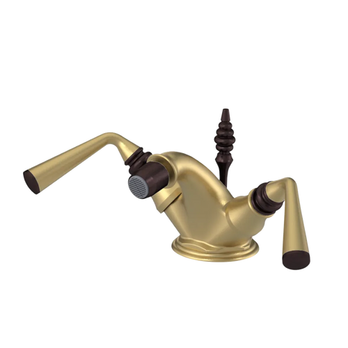Rubinet Single Hole Dual Handle Bidet Fitting (Less Drain) Satin Gold