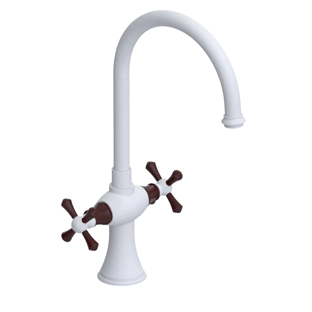 Rubinet Two Handle Single Hole Kitchen Set Matt White